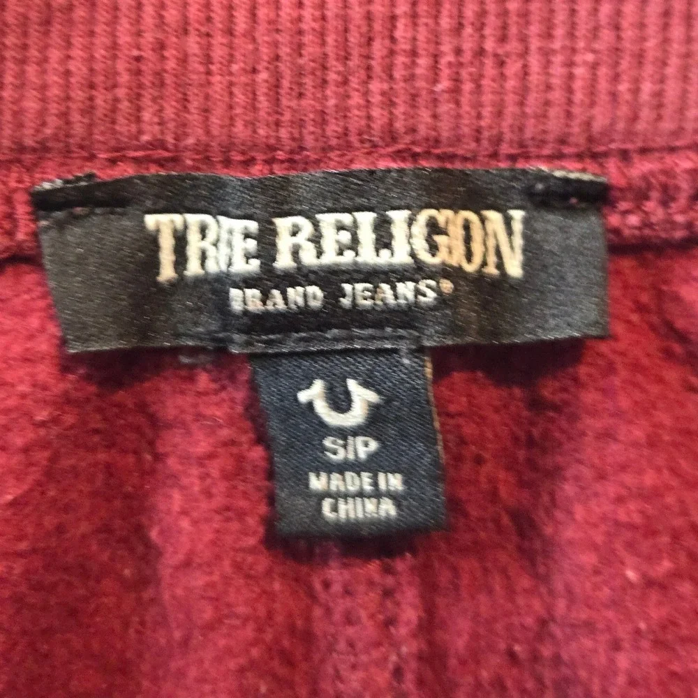 True Religion Jogger Sweatpants Mens‎ Small Burgundy Logo HS Relaxed Streetwear